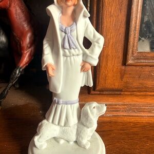 Lady Aldon Elegant White Figurine with Dog